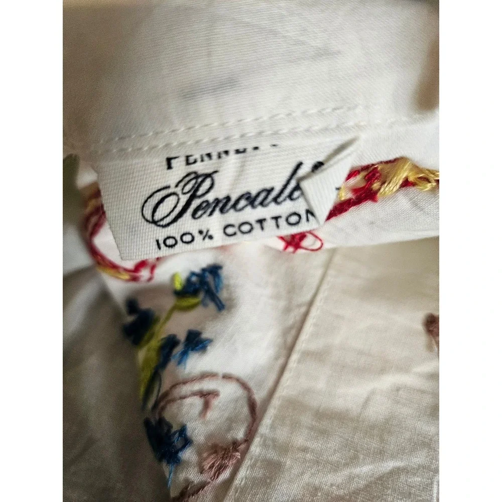 Pencale Pillowcases 2pc Set Standard White Embroidered Floral Lace Trim Vintage